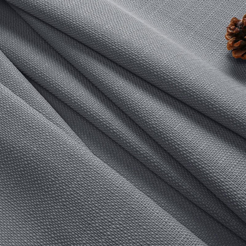 Chyhomenyc 2 Panels Dark Grey Kitchen Curtains 36 Inch Length Tier, Faux Linen Textured Small Cafe, Light Filtering Short Window Curtains for Bathroom Basement, Each 30x36 Inch - Image 5