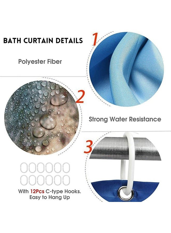jieprom 4PCS Teal Rose and Leopard Shower Curtain Set with Rugs,Toilet Lid Cover and Bath Mat, Shower Curtain with 12 Hooks, Complete Bathroom Accessories Bathroom Decor Set - Image 2