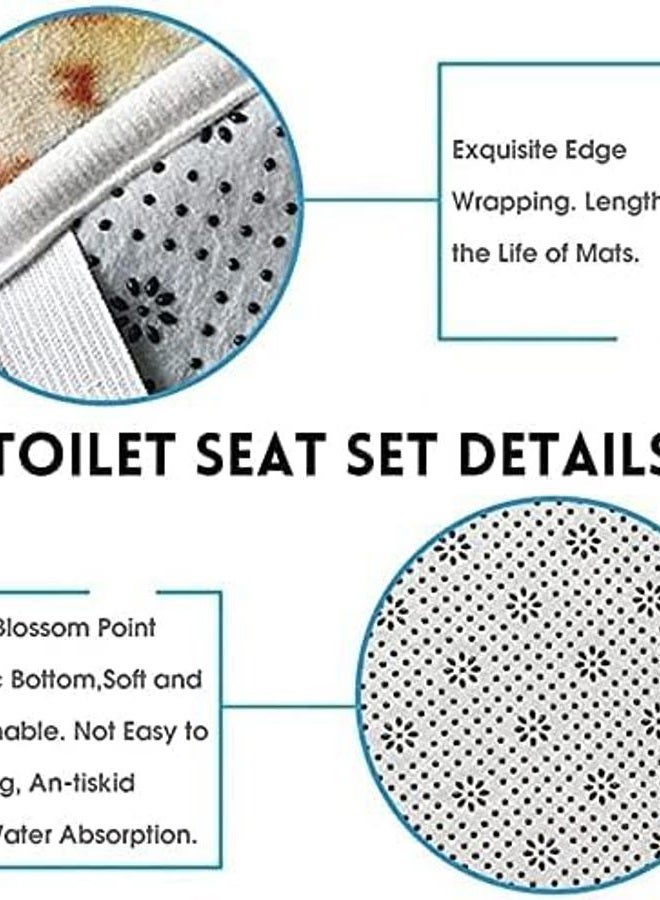 jieprom 4PCS Teal Rose and Leopard Shower Curtain Set with Rugs,Toilet Lid Cover and Bath Mat, Shower Curtain with 12 Hooks, Complete Bathroom Accessories Bathroom Decor Set - Image 3