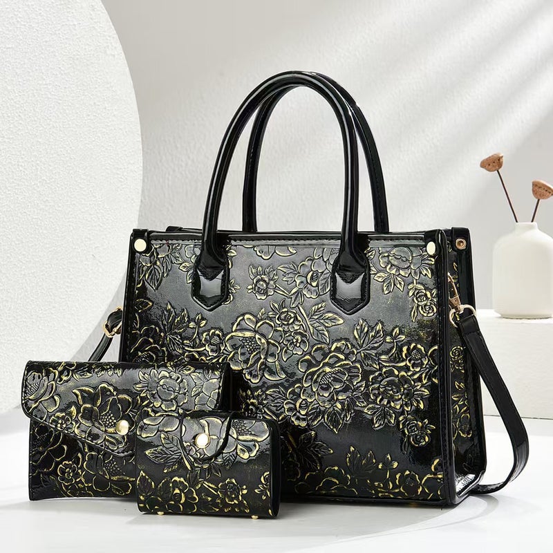 National Trend Women'S Bag Large Capacity Casual Commuting Portable Bucket Bag Trendy Embossed Elegant Shoulder Bag - Image 1