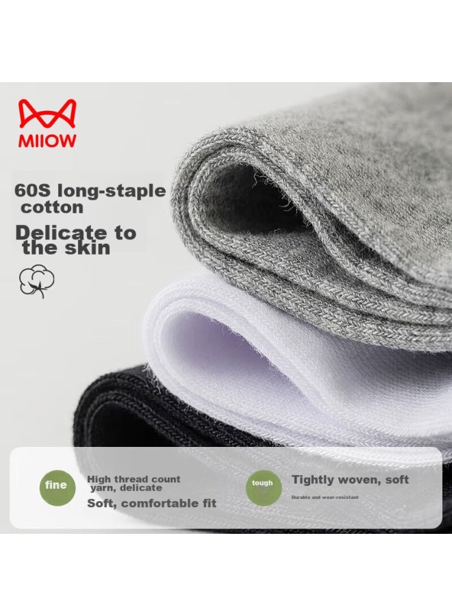 MIIOW Men'S Socks [100% Pure Cotton Antibacterial] 5 Pairs Short Socks Summer Breathable Double Striped Casual Cotton Socks - Image 5