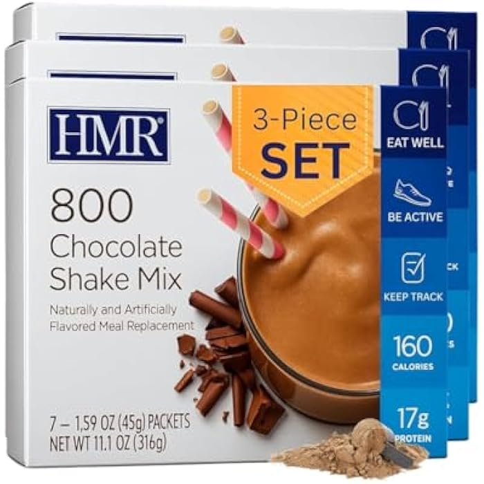 HMR 3-Pack HMR 800 Shake Meal Replacement Mix | Chocolate Shake Powder to Support Healthy Weight Loss | 17g of Protein | Easy to Make | Low Calorie Food | 21 Total Servings - Image 1