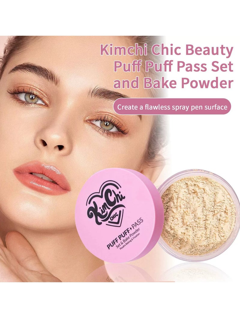 كيمتشي KimChi Chic Beauty Puff Pass Set & Bake Setting Powder ، بودرة تشطيب ناعمة - شفافة - Image 2