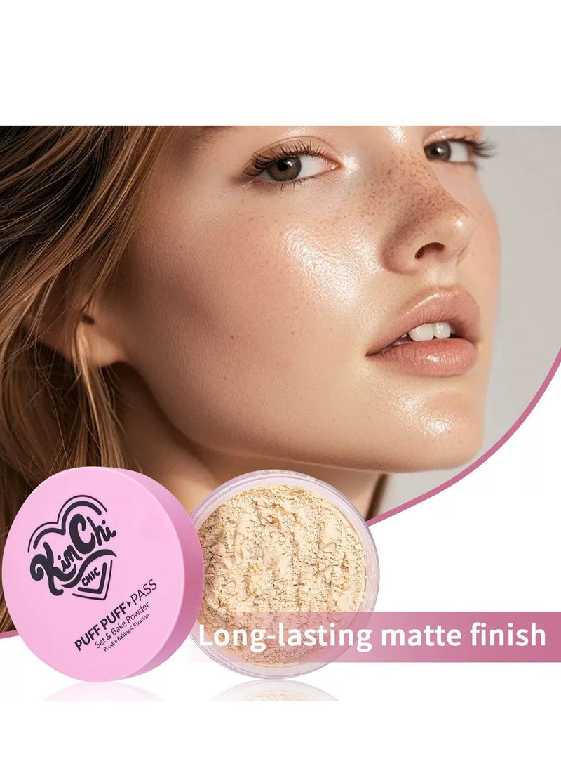 كيمتشي KimChi Chic Beauty Puff Pass Set & Bake Setting Powder ، بودرة تشطيب ناعمة - شفافة - Image 4