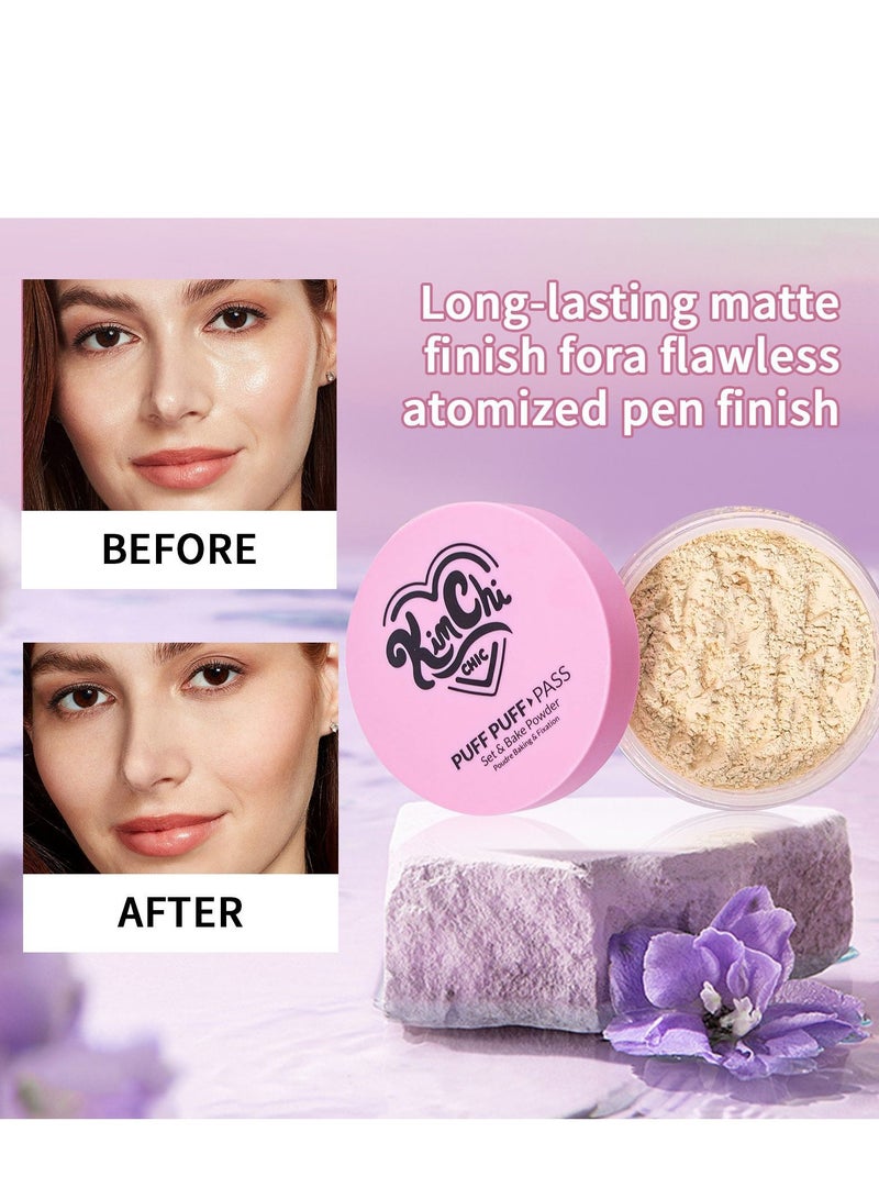كيمتشي KimChi Chic Beauty Puff Pass Set & Bake Setting Powder ، بودرة تشطيب ناعمة - شفافة - Image 5
