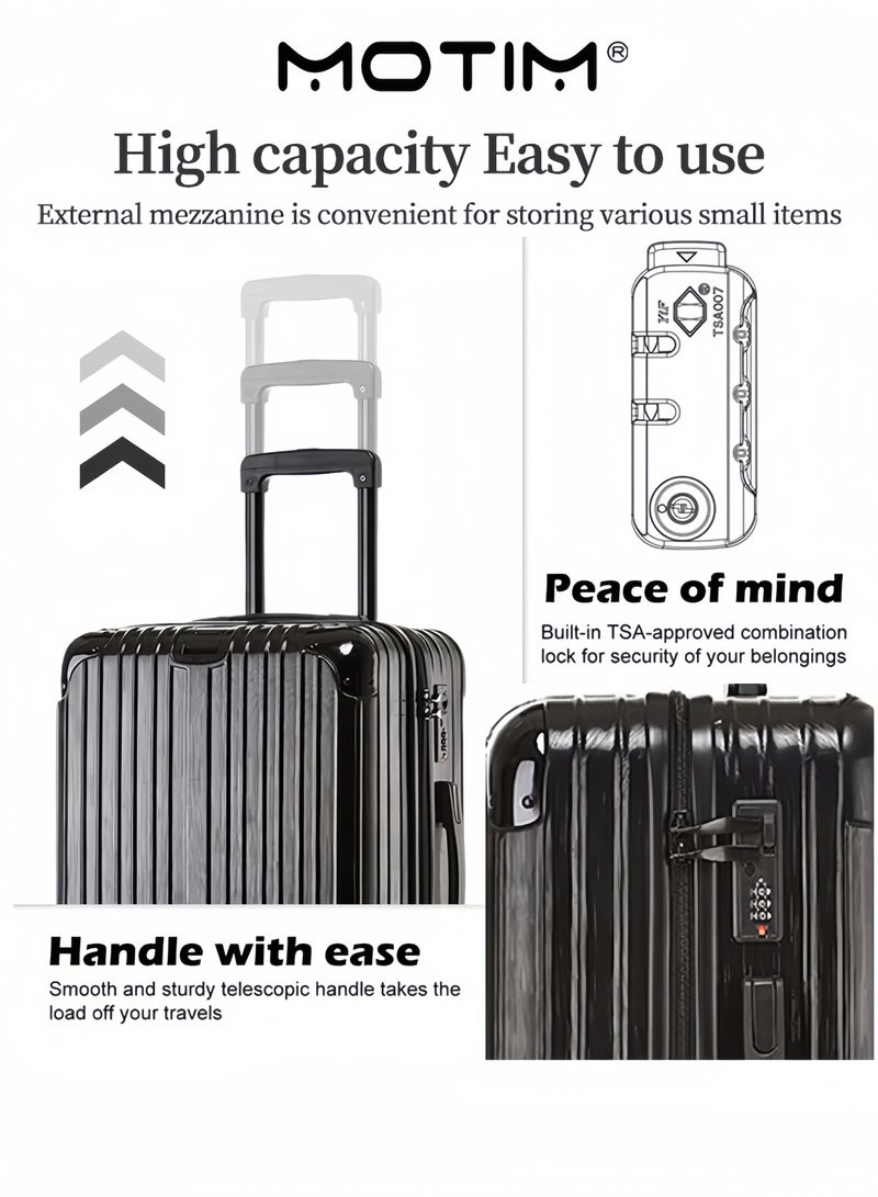 موتيم حقيبة سفر صلبة خفيفة الوزن مصنوعة من مادة ABS مع 4 عجلات دوارة هادئة - Image 5