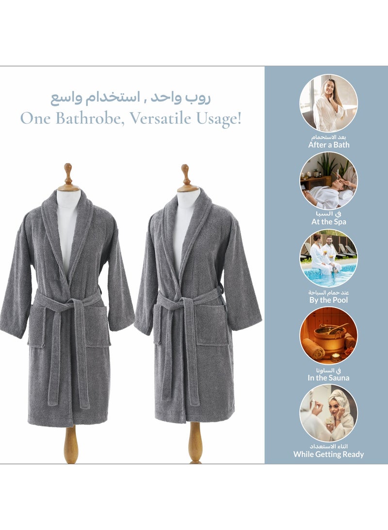 دوناتيلا روب حمام تيري قطني ناعم سريع الامتصاص (مقاس S/M) رمادي غامق - Image 5