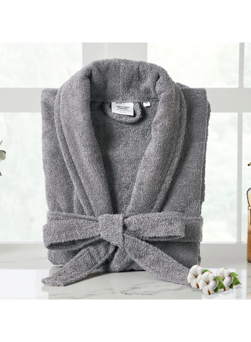 Donetella Unisex 100% Cotton Terry Bathrobe Small & Medium Size, 400 GSM, Luxurious & Absorbent, Ankle-Length with Shawl Collar & Pockets