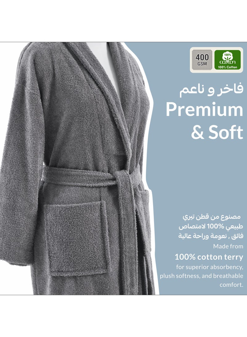 دوناتيلا روب حمام تيري قطني ناعم سريع الامتصاص (مقاس S/M) رمادي غامق - Image 4