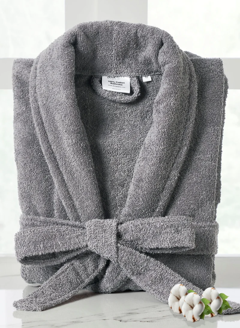 Donetella Unisex 100% Cotton Terry Bathrobe Small & Medium Size, 400 GSM, Luxurious & Absorbent, Ankle-Length with Shawl Collar & Pockets