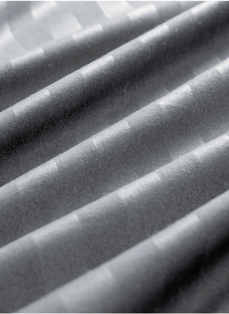 American Linen Stripe King Duvet Cover 220X240Cm Grey  - Image 2
