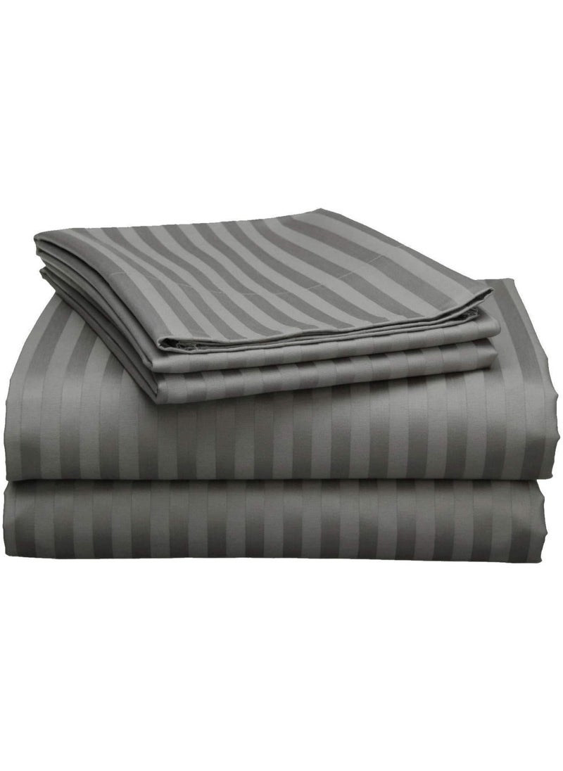 American Linen Stripe King Duvet Cover 220X240Cm Grey  - Image 1