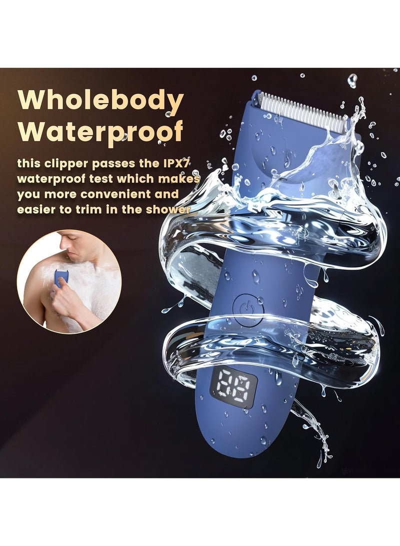 ENSSU Body Hair Trimmer for Men, Waterproof Pubic & Groin Hair Trimmer with Skin-Safe Ceramic , Electric Trimmer for Chest & Beard, LCD Display, Recharge Dock - Image 3