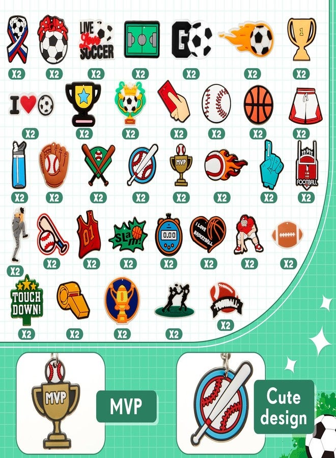 باتيير مجموعة باتيير من 36 سلسلة مفاتيح رياضية، هدايا حفلات بالجملة، سلاسل مفاتيح على شكل كرة رياضية، هدايا أعياد ميلاد، كرة قدم، بيسبول، كرة قدم أمريكية، سلسلة مفاتيح لحقيبة الظهر، جوائز مدرسية، حشوات لأكياس الهدايا، لوازم تزيين الحفلات - Image 3