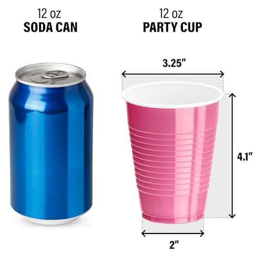 DecorRack Party Cups 12 oz Disposable Plastic Cups for Birthday Party Bachelorette Camping Indoor Outdoor Events Beverage Drinking Cups - Image 4