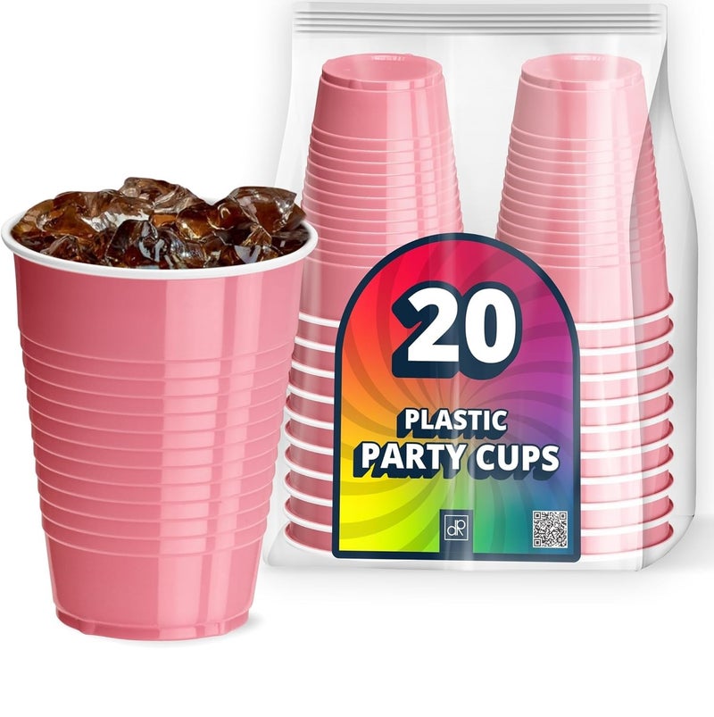 DecorRack Party Cups 12 oz Disposable Plastic Cups for Birthday Party Bachelorette Camping Indoor Outdoor Events Beverage Drinking Cups - Image 1