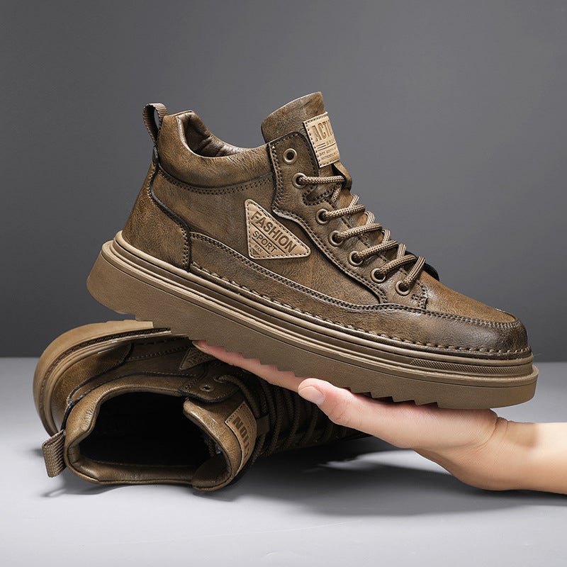British Style Men'S Shoes Autumn Outdoor Workwear Casual Leather Shoes Retro Low-Top Martin Boots Autumn Men'S Shoes - Image 4