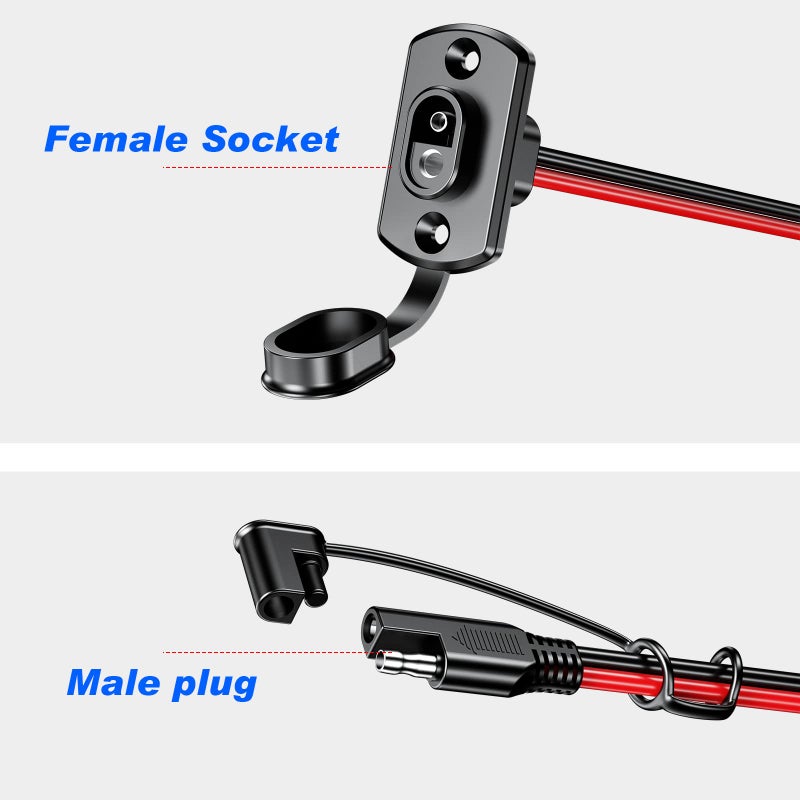 Kewig SAE Quick Connector Harness, SAE Adapter Male Plug to Female Socket Cable, 1FT 12AWG SAE Extension Cord [ 2 Pack ] - Image 2