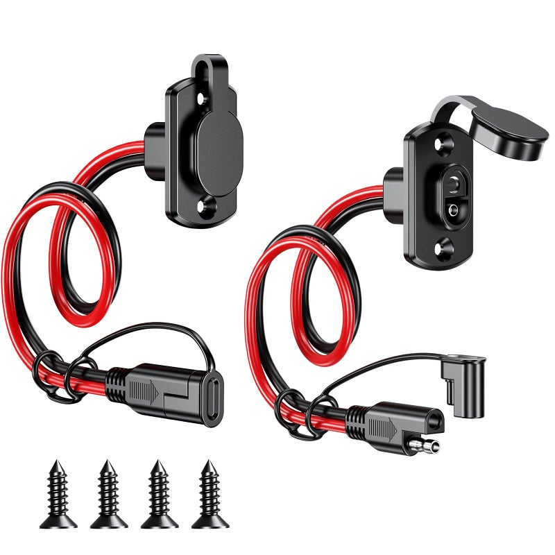 Kewig SAE Quick Connector Harness, SAE Adapter Male Plug to Female Socket Cable, 1FT 12AWG SAE Extension Cord [ 2 Pack ] - Image 1