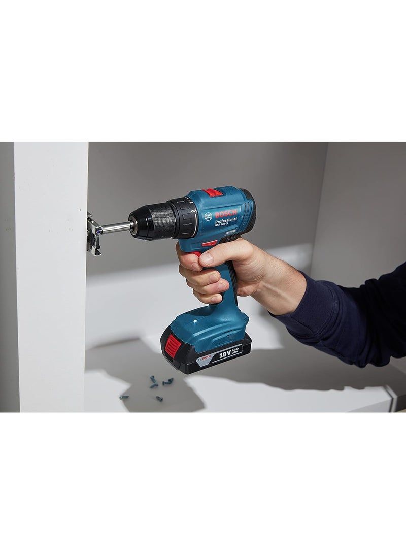 BOSCH GSR 185-LI 18V مثقاب ومفك براغي لاسلكي 06019K30L0، آلة مثقاب احترافية بدون فرش مع بطاريتين 2 x 2.0Ah Li-Ion، شاحن وحقيبة حمل للاستخدام في الخشب والمعدن وتركيب البراغي والأعمال اليدوية - Image 5