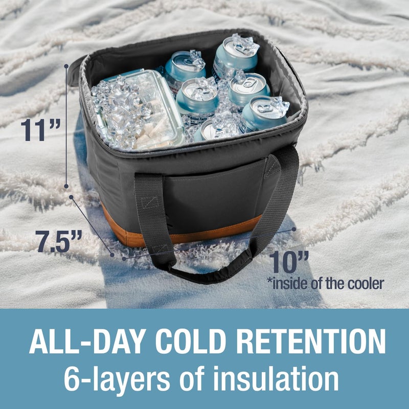 CleverMade Pacifica Collapsible Cooler Bag â€“ Small Portable Cooler Bag for Travel, Foldable Insulated Cooler for Beach, Picnic & Road Trips, Holds Up to 18 Cans, Leakproof Soft Carry Cooler - Gray - Image 4