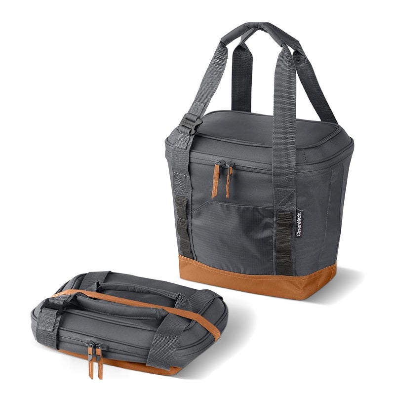 CleverMade Pacifica Collapsible Cooler Bag â€“ Small Portable Cooler Bag for Travel, Foldable Insulated Cooler for Beach, Picnic & Road Trips, Holds Up to 18 Cans, Leakproof Soft Carry Cooler - Gray - Image 1