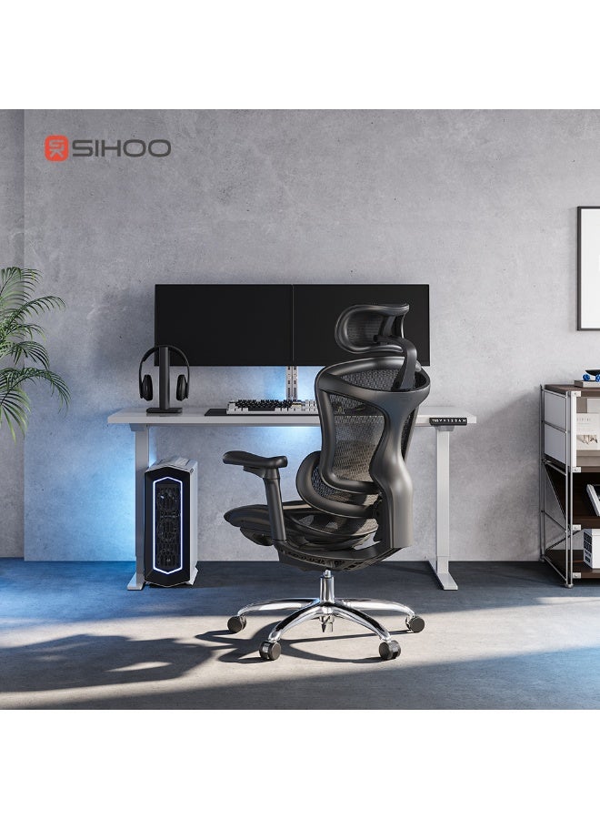 SIHOO Doro C100 Ergonomic Office Chair, Dynamic Lumbar Support for Home Office Chair, Adjustable Backrest Desk Chair, Swivel Big and Tall Computer Chair（Black） - Image 3