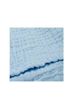 Anvi Baby Set of 2 Organic Muslin Bath Towel- Blue & White 105x105cms  - Image 3
