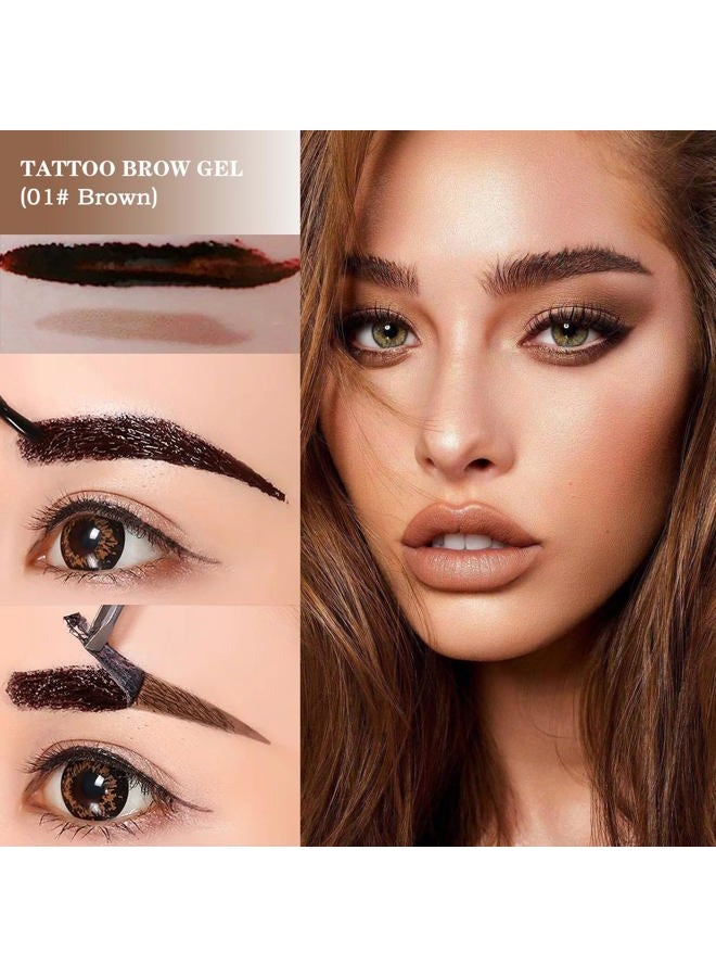 LSxia 2 Pcs Peel Off Tattoo Eyebrow Gel, Natural Elegant Eye-brow Gel Long-Lasting Waterproof Brow Tattoo Makeup (Brown) - Image 2