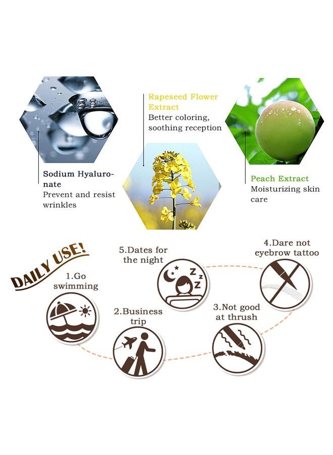 LSxia 2 Pcs Peel Off Tattoo Eyebrow Gel, Natural Elegant Eye-brow Gel Long-Lasting Waterproof Brow Tattoo Makeup (Brown) - Image 5