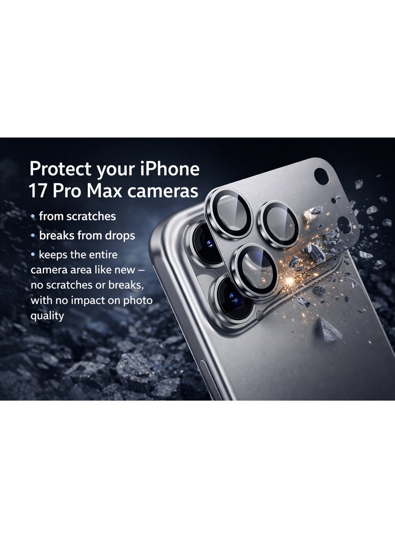 Monster Full Metal Camera Lens Protector for iPhone 17 Pro Max with AR HD Technology – Strong Protection Without Affecting Photo Quality, Elegant Design That Matches Your Phone - Image 1