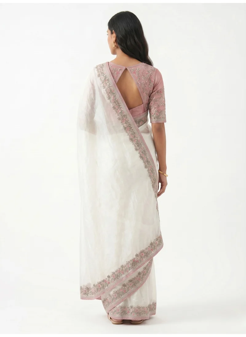 Nool Blossom Organza Saree with Unstitched Blouse Material