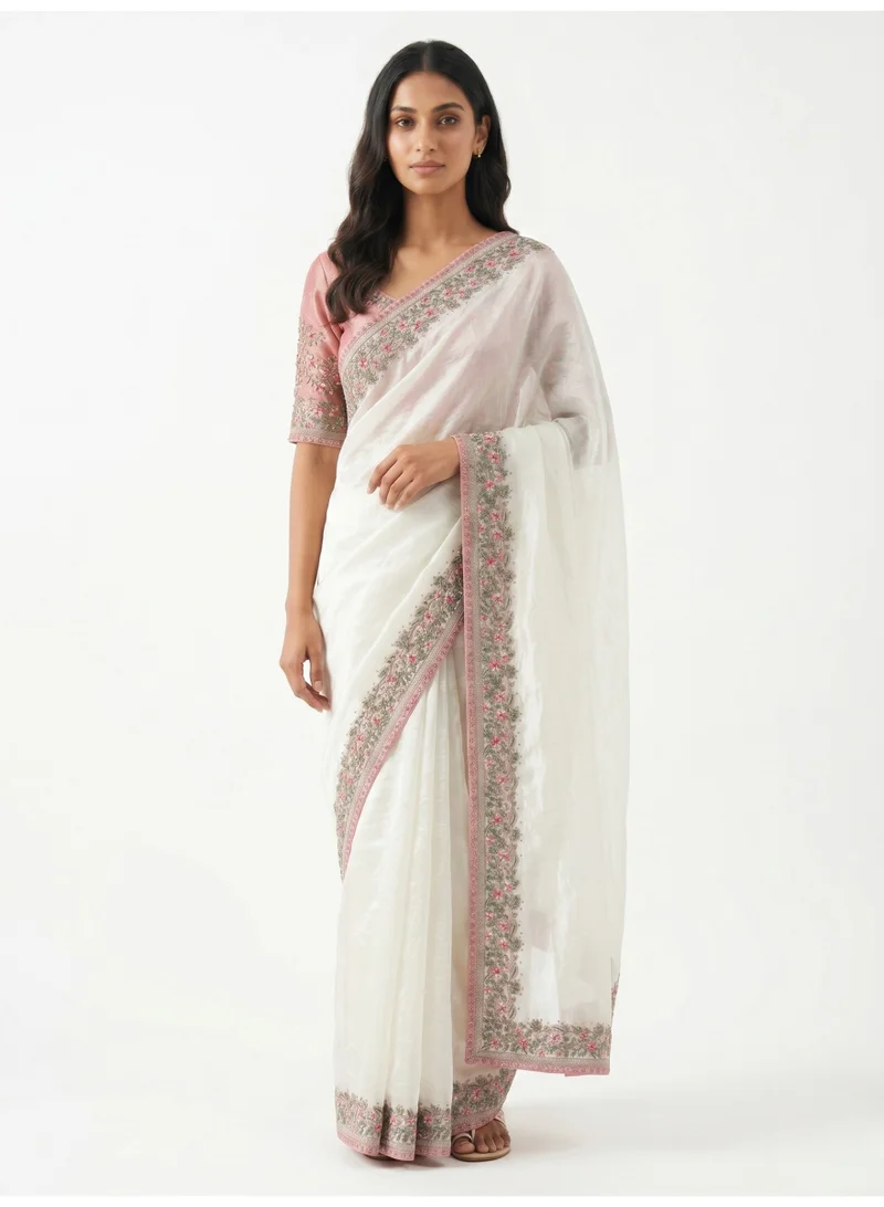 Nool Blossom Organza Saree with Unstitched Blouse Material