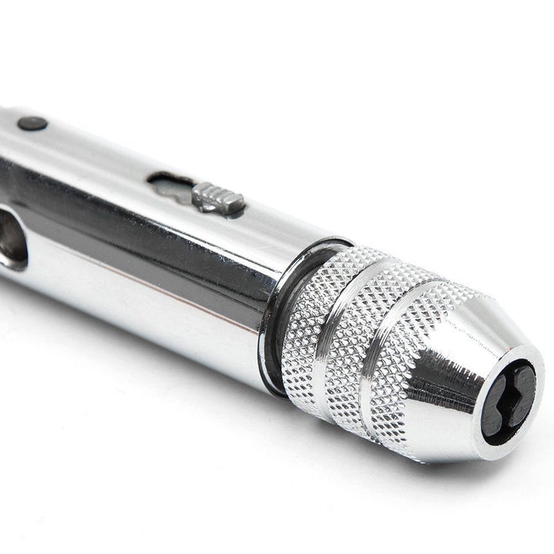 QISF Adjustable Silver T-Handle Ratchet Tap Holder Wrench with 5pcs M3-M8 3mm-8mm Machine Screw Thread Metric Plug T-shaped Tap - Image 4