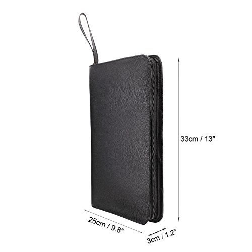 Topoomart 48 PU Leather Fountain Pen Case Large Capacity Black Roller Ball Pen Holder Bag Pouch - Image 2