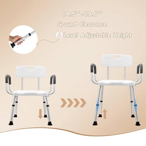 Urby Plus Size 24in Extra Wide Shower Seats for Adults with Arms & Back, Semi Pre-Assembled Bath Chairs for Seniors, or Big & Tall Person. 150kg Weight Capacity. Square - Image 3