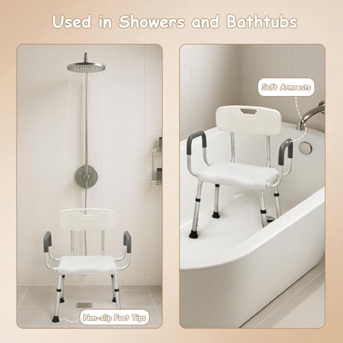 Urby Plus Size 24in Extra Wide Shower Seats for Adults with Arms & Back, Semi Pre-Assembled Bath Chairs for Seniors, or Big & Tall Person. 150kg Weight Capacity. Square - Image 5