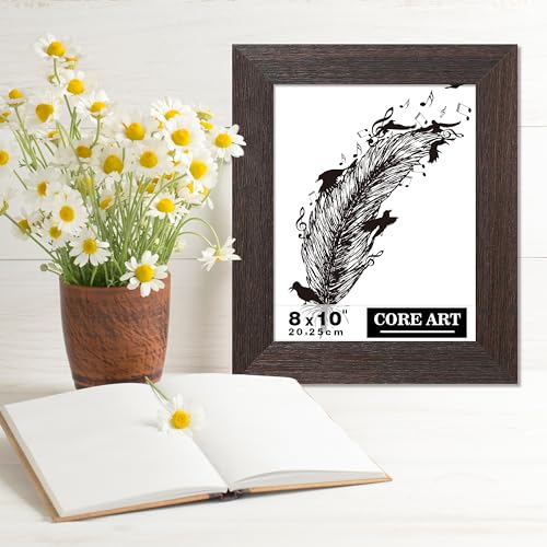 CORE ART 8x10 Picture Frame, Handmade Wood Rustic Brown Photo Frame Set of 2, High Definition Semi-tempered Glass Wall or Tabletop Display - Image 4