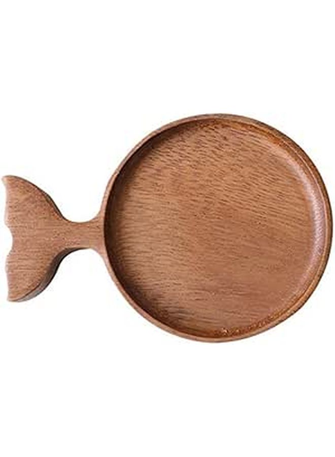 Acacia Wood Fish Shaped Sauce Dish Japanese Style Dipping Plate for Kimchi Snacks - Image 1