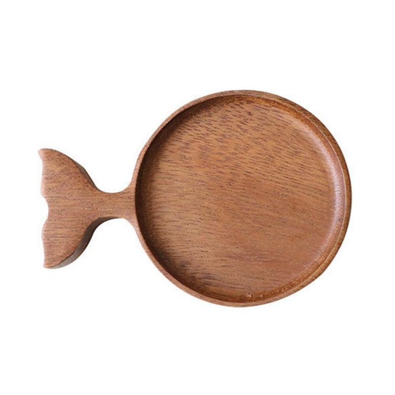 Acacia Wood Fish Shaped Sauce Dish Japanese Style Dipping Plate for Kimchi Snacks - Image 2