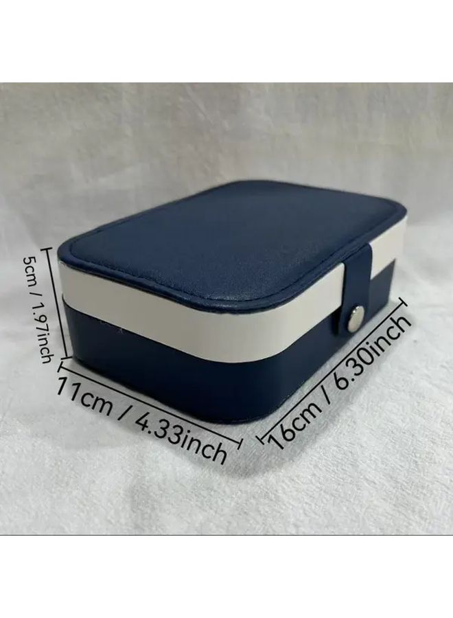 Blue Jewelry Box Organizer With Multi Compartment Storage For Women - Image 3