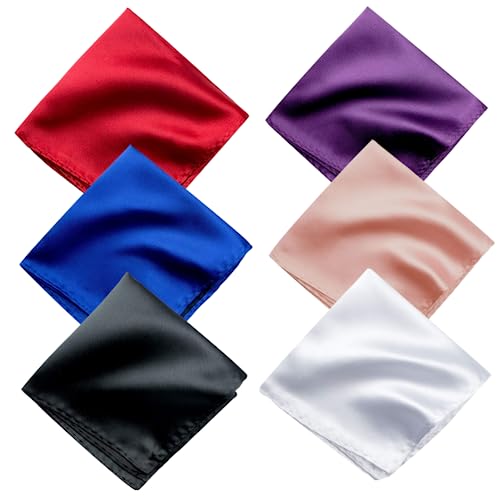 Young Arrow Satin Pocket Square for Men, Wedding Handkerchief for Suits, Blazers & Tuxedo, Men's Pocket Square Combo (Pack of 6) (Multicolor) - Image 1