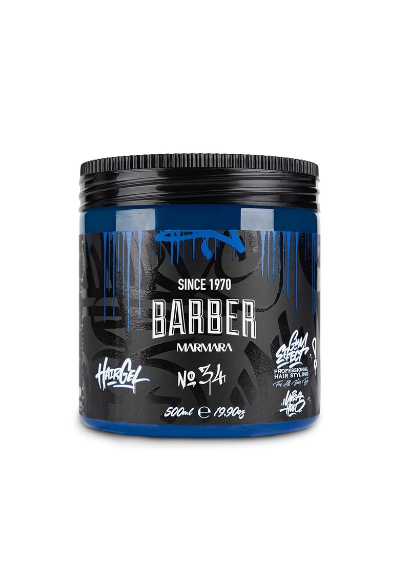 barber marmara BARBER MARMARA No.34 Hair Styling Gel 500 ml – Men's Hair Gel – Strong Hold – No Gluing and No Residue – Alcohol Free – Fresh Fragrance – Hair Gel – Wet Hair Look – Rubber Effect  - Image 1