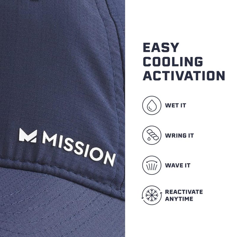 MISSION Cooling UPF Performance Hat - Unisex One Size Cap for Workouts, Golf & Running - Sweat & Water Activated Technology Navy/White - Image 3