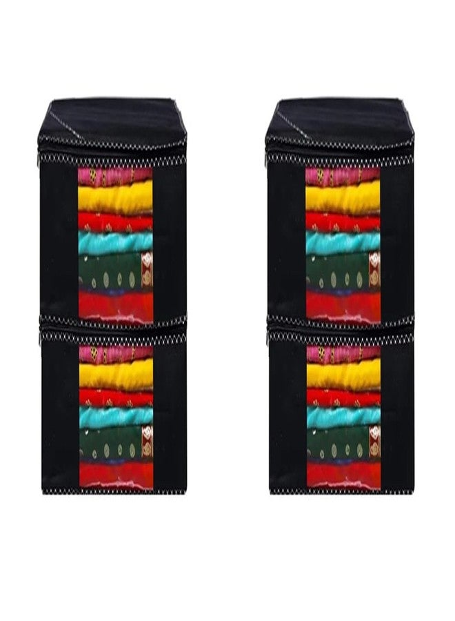 SHAPING FABRIC غطاء ملابس من قماش غير منسوج 90 غرام/متر مربع مع نافذة شفافة وسحاب معدني مزدوج - عبوة من 4 قطع | حقيبة تخزين ملابس مقاومة للغبار للساري، والبدلات، والسترات، والقمصان SCXLRL1582493517524148524060 - Image 1