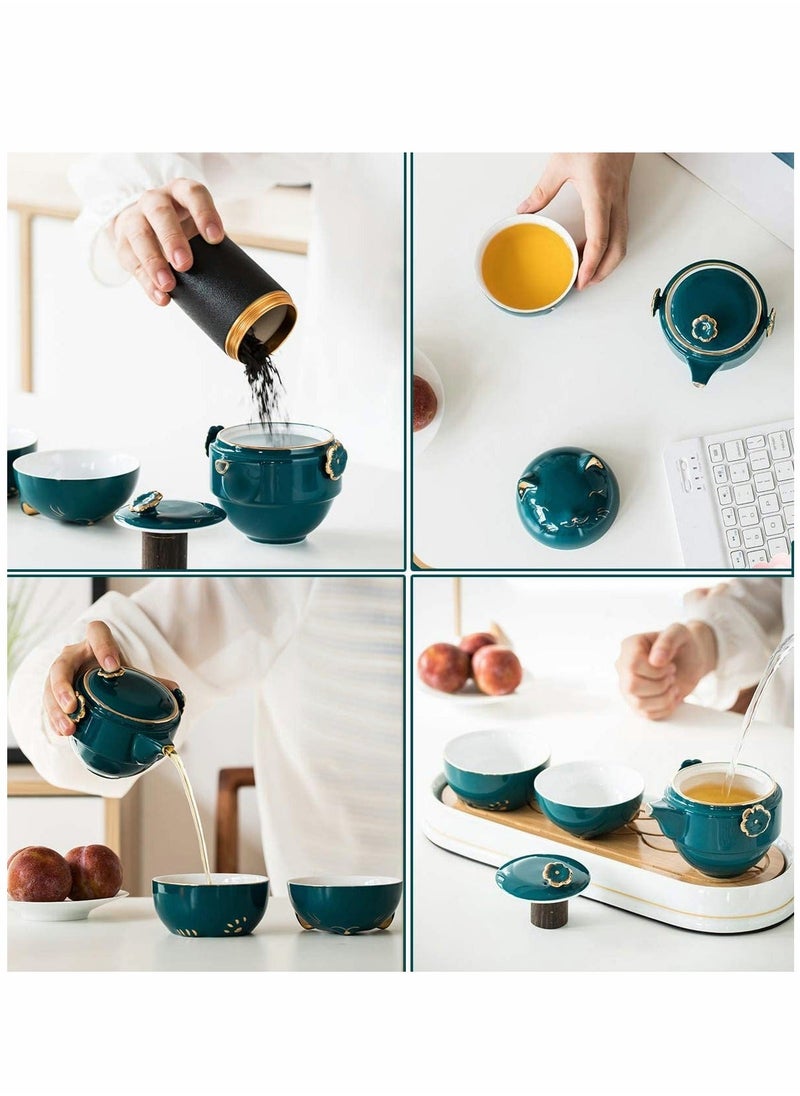 Generic - Portable Ceramic Tea Cup Set: Lucky Cat Porcelain Teapot Set with Tea Strainer - Lids and 1 Shockproof Storage Case - Suitable for Travel - Outdoor Picnic - Office Work - Home - Image 1