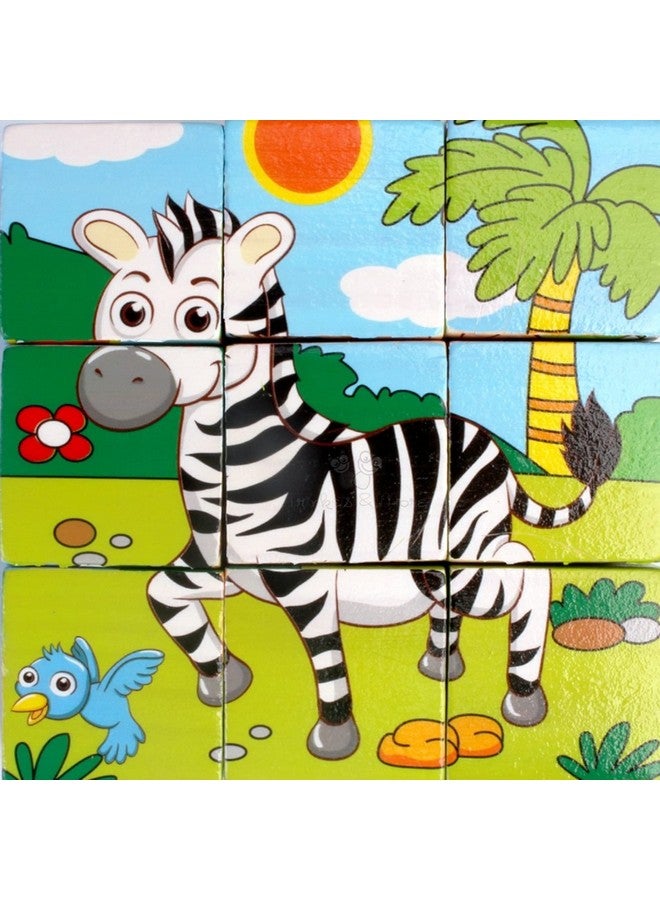 Trinkets & More Trinkets & More - 3D Animal Block 6 Face Puzzle Wooden Cube Jigsaw 9 Pieces With Storage Tray 3+ Years (Wild Animals), Baby  - Image 4