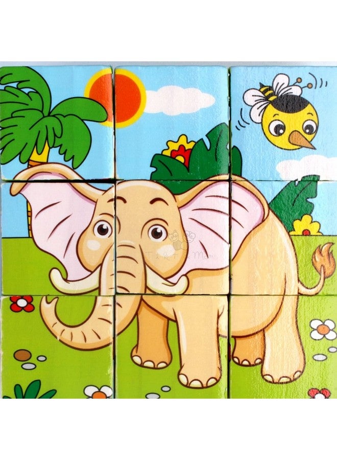 Trinkets & More Trinkets & More - 3D Animal Block 6 Face Puzzle Wooden Cube Jigsaw 9 Pieces With Storage Tray 3+ Years (Wild Animals), Baby  - Image 3