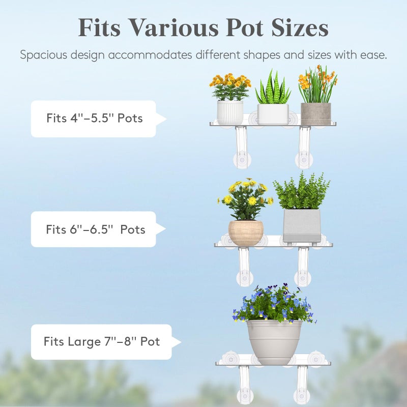 Lifewit 6" Extra Wide & Strong Window Plant Floating Shelves 2 Pack, Heavy Duty Acrylic Suction Cup Shelf, Sill Extender for Succulent Plants, Seed Starter Pots, Herb Planters 38 x 15 cm/15.2x6 - Image 4