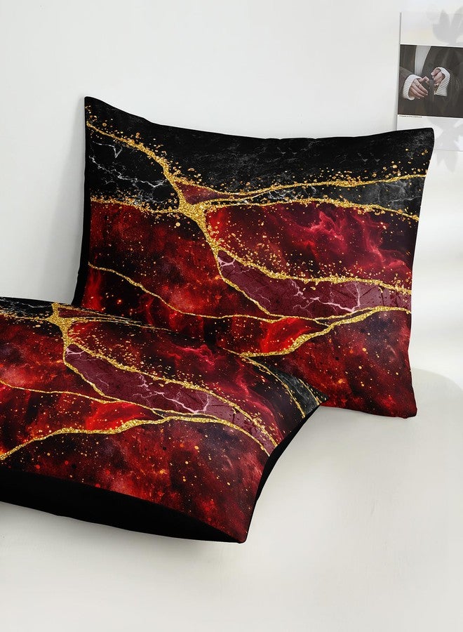Bedorm Red Black Comforter Set Black Gold Marble Bedding Set King Size Burgundy Dark Red Gothic Hippie Comforter Watercolor Retro Bedding Comforter - Image 5
